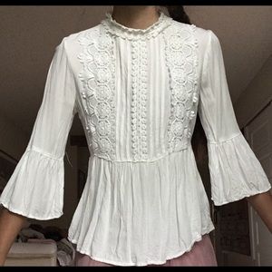 White lace detailed blouse